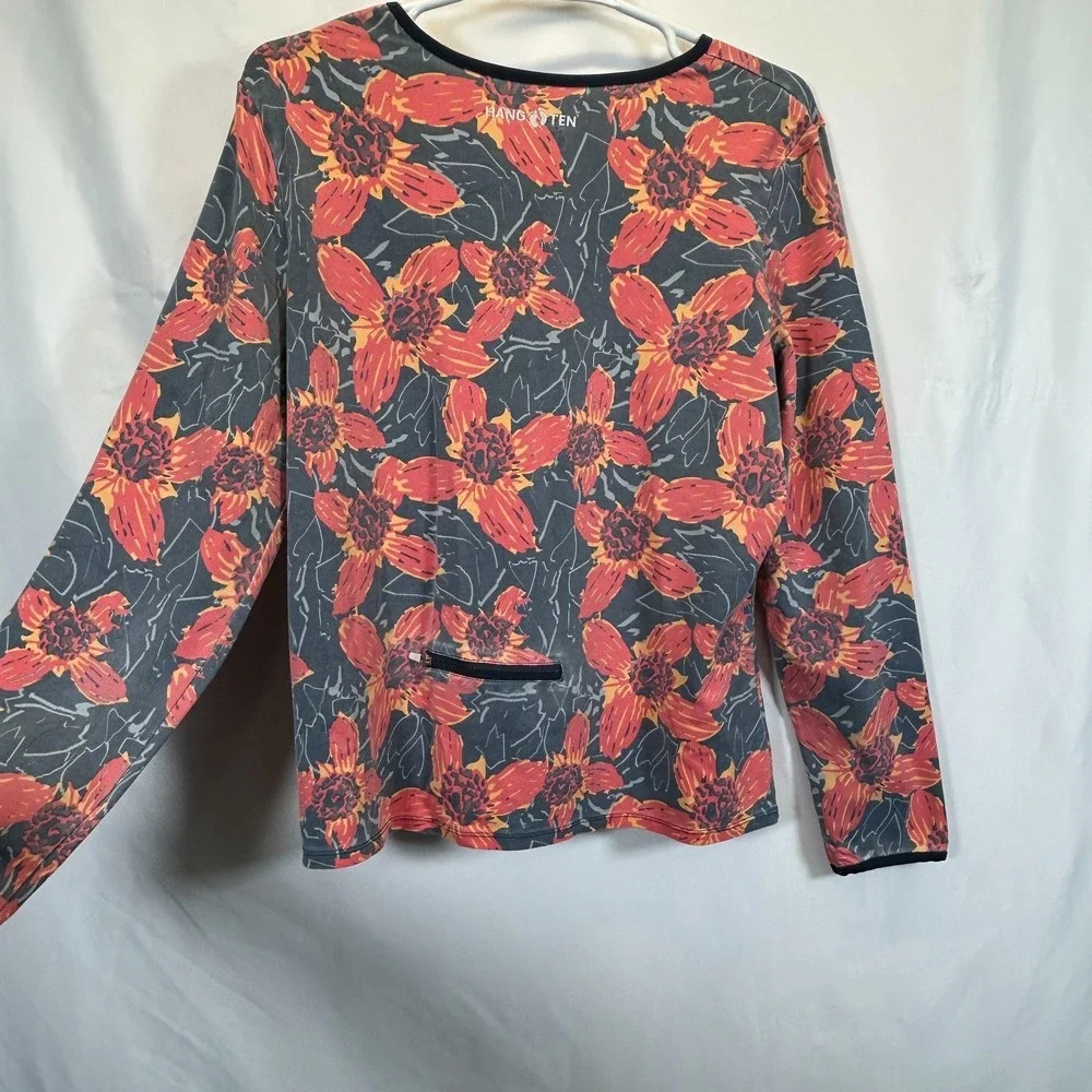 Hang Ten Womens XL Long Sleeve Rashguard UPF 50+ Stretch Shirt Back Pocket Logo